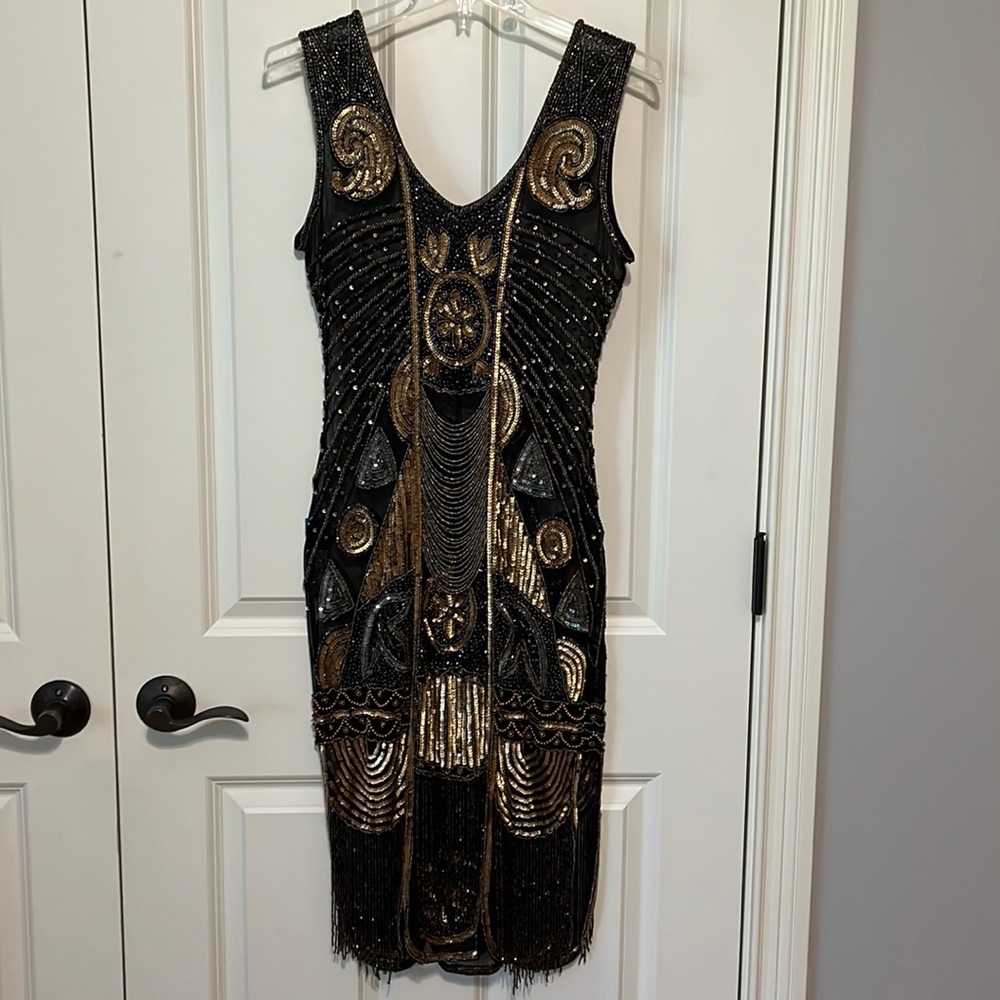 Vintage Cocktail Flapper Dress-Great Gasby 1920’s Sequin